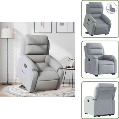 Motor eléctrico - vidaXL Sillón reclinable elevable de tela gris claro - Reposapiés