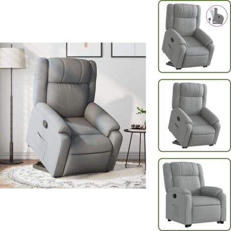 Motor eléctrico - vidaXL Sillón reclinable elevable de tela gris claro - Reposapiés