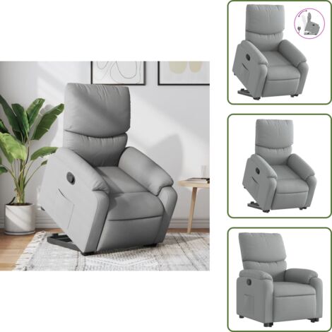 Motor eléctrico - vidaXL Sillón reclinable elevable de tela gris claro - Reposapiés