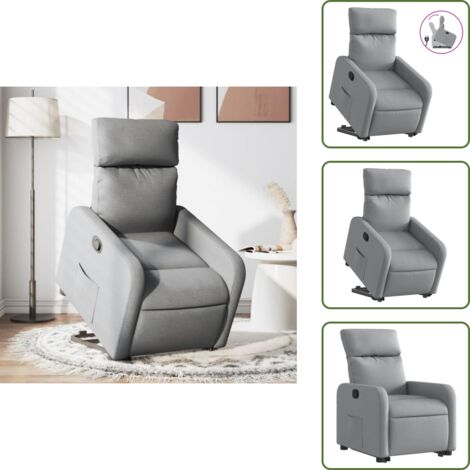 Motor eléctrico - vidaXL Sillón reclinable elevable de tela gris claro - Reposapiés