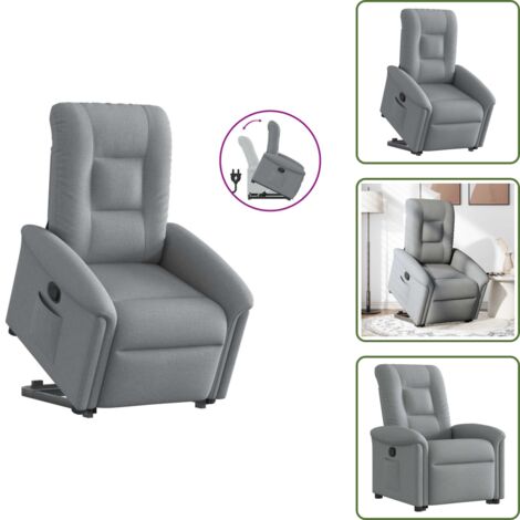 Motor eléctrico - vidaXL Sillón reclinable elevable de tela gris claro - Reposapiés