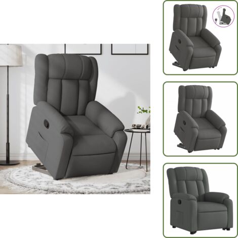 Motor eléctrico - vidaXL Sillón reclinable elevable de tela gris oscuro - Reposapiés