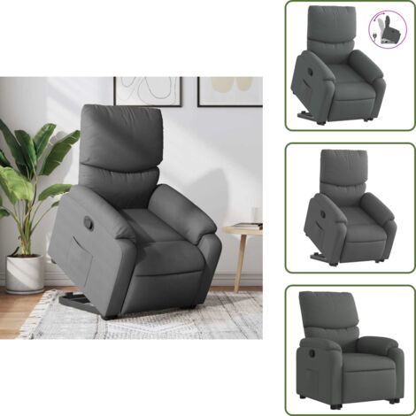 Motor eléctrico - vidaXL Sillón reclinable elevable de tela gris oscuro - Reposapiés