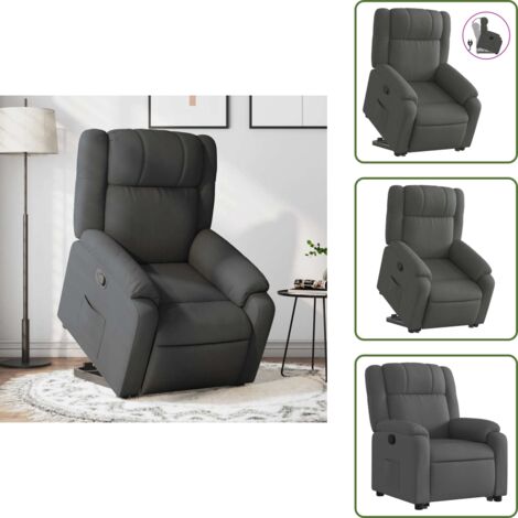 Motor eléctrico - vidaXL Sillón reclinable elevable de tela gris oscuro - Reposapiés