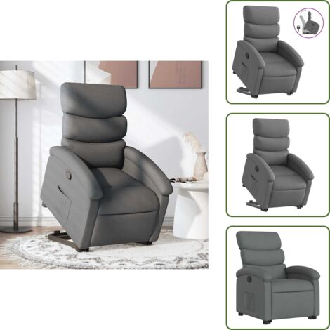 Motor eléctrico - vidaXL Sillón reclinable elevable de tela gris oscuro - Reposapiés
