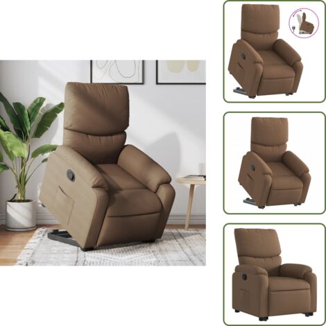 Motor eléctrico - vidaXL Sillón reclinable elevable de tela marrón - Reposapiés