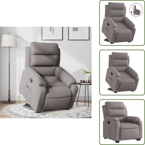 Motor eléctrico - vidaXL Sillón reclinable elevable tela gris taupe - Reposapiés