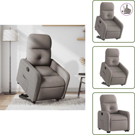 Motor eléctrico - vidaXL Sillón reclinable elevable tela gris taupe - Reposapiés