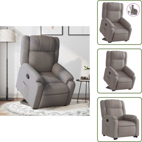 Motor eléctrico - vidaXL Sillón reclinable elevable tela gris taupe - Reposapiés