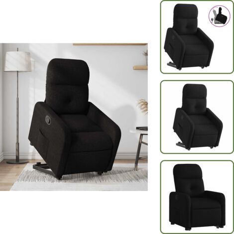 Motor eléctrico - vidaXL Sillón reclinable elevable tela negro - Reposapiés