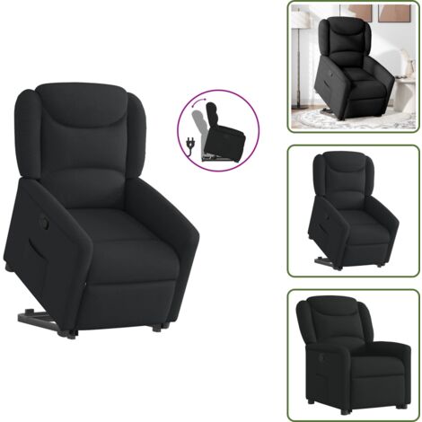 Motor eléctrico - vidaXL Sillón reclinable elevable tela negro - Reposapiés