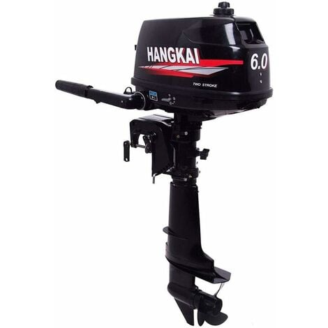 Motor fueraborda Hangkai, motor fueraborda 6HP de 2 tiempos, eje corto, motor de barco de pesca inflable, motor de kayak con sistema de refrigeración por agua, sistema CDI, construcción duradera de al