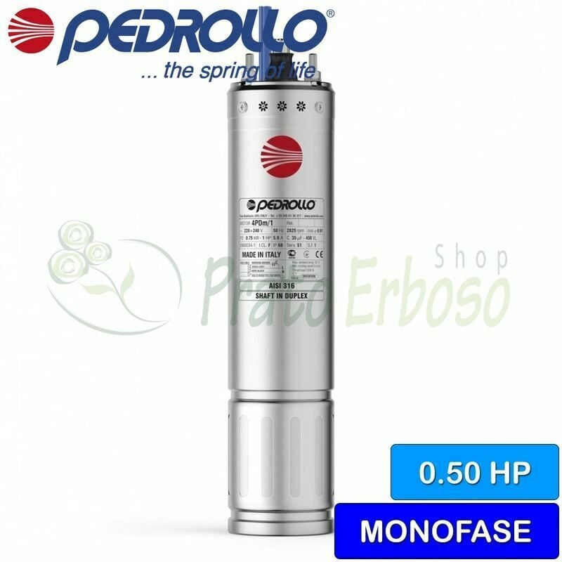 

Pedrollo - Motor rebobinado monofásico 4PDm / 0.50 - 4 '0.5 HP