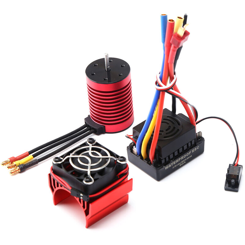 

Motor sin escobillas F540 3900KV Motor de oruga RC 4 polos con disipador de calor y controlador de velocidad electrico ESC sin escobillas 60A Enchufe