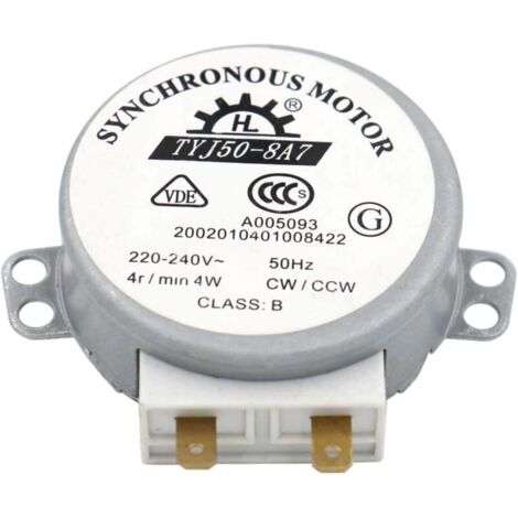 Motor TYJ50-8A7 de 220-240 V CA, 4 R/min, CW/CCW, 50 Hz para mesa de torre de horno microondas con certificación VDE.