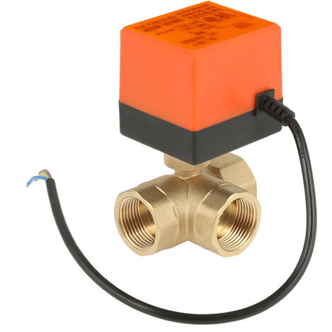 Motorbetriebenes 3-Wege-Kugelventil aus Messing, 220-V-Wechselstromsteuerung, T-Typ DN25 G1" mit 3-adrigem Kabel, Druck 1,6 Pa