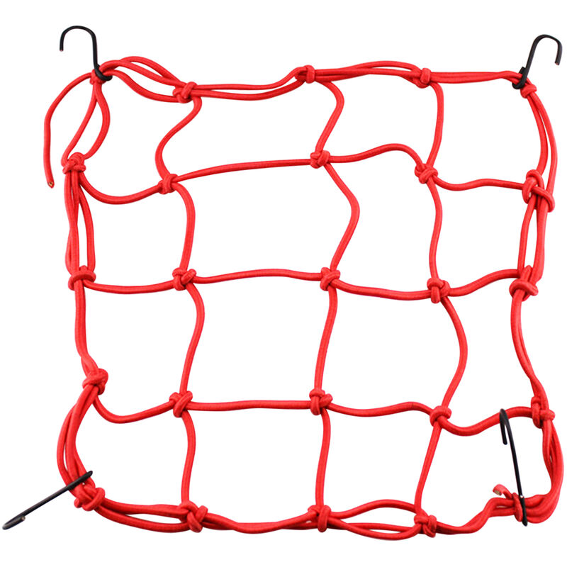 

Motorc Cargo Net Cascos elasticos para equipaje Red elastica con malla pequena 6 ganchos de metal para motocicleta y bicicleta,Rojo, 30 y 30cm