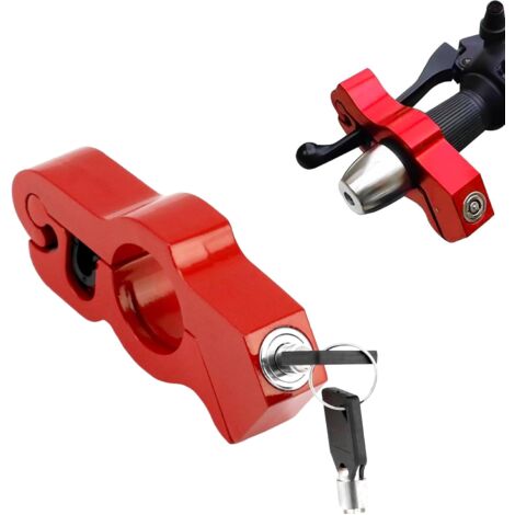 Motorcycle Brake Lock, Aluminum Alloy Motorcycle Handlebar Lock, Anti-Theft Security Lock (Red)