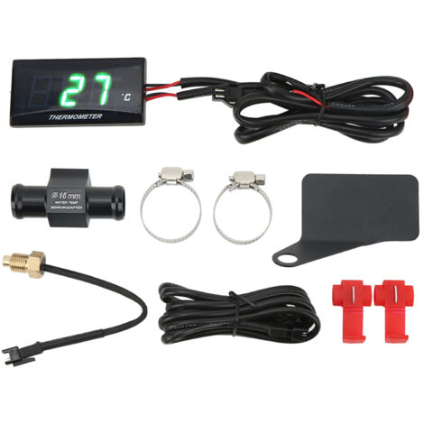 Motorcycle Digital Water Thermomètre Slim LCD Écran Température de l'eau pour la Moto Universelle, DC12V Temptarmètre à Température d'eau pour Les Amateurs de Moto (Rétroéclairage Rouge.