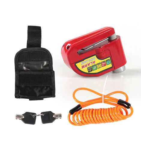 Motorcycle Disc Lock with Alarm, 110dB Motorcycle Disc Lock for Motorcycles, Bicycles and Scooters (Deluxe Pack Red)