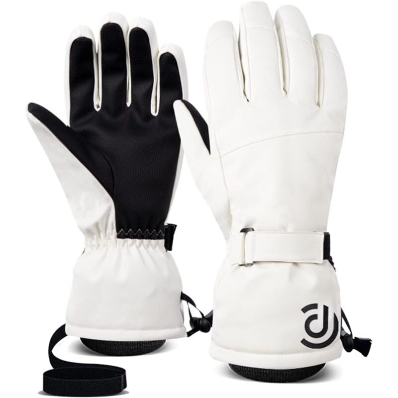 Motorcycle Gloves Men's Polyester Cycling Gloves Women's Anti-lost Elastic Wrist Gloves Waterproof Fingerless Winter Gloves (Size: M, Color: White)