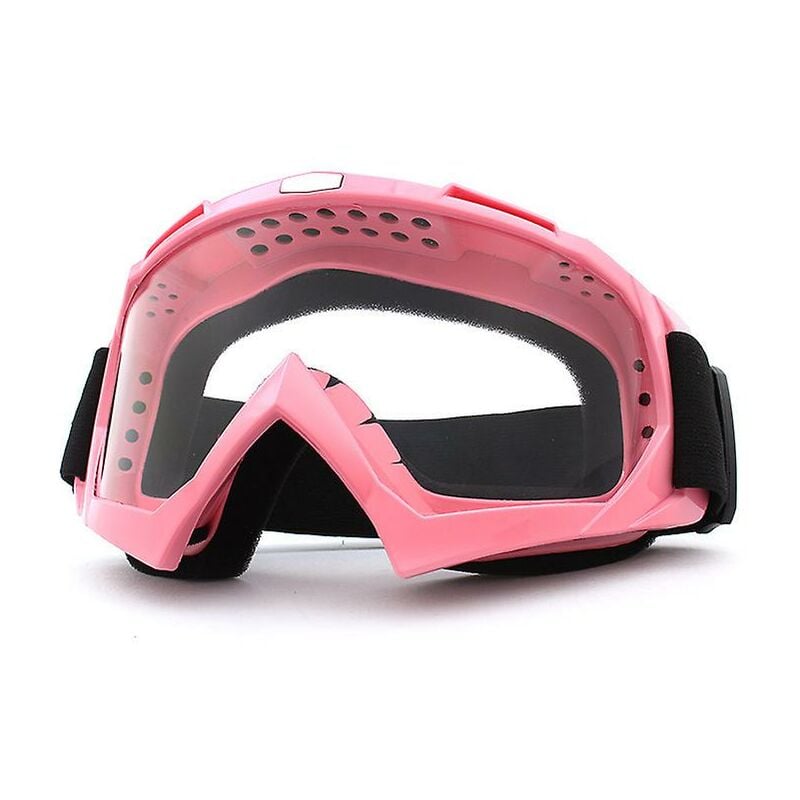 Motorcycle Goggles Outdoor Sand Wind Mask Ski Goggles Military Fan Tactical Helmet - Goggles Pink Frame + Reinforced Transparent Film