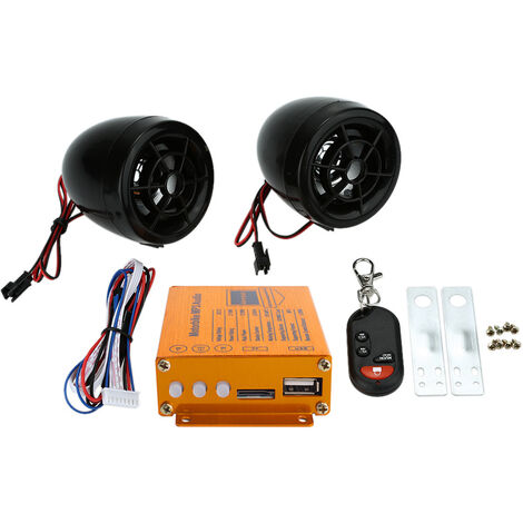 Motorcycle MP3 Player Speakers Audio Sound System FM Radio Security Alarm Wireless Remote with USB SD Slot