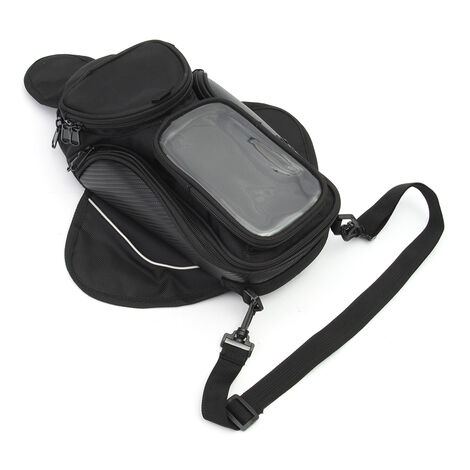 MOTORCYCLE SPORTS MAGNETIC Black TANK BAG WITH GPS/PHONE POUCH