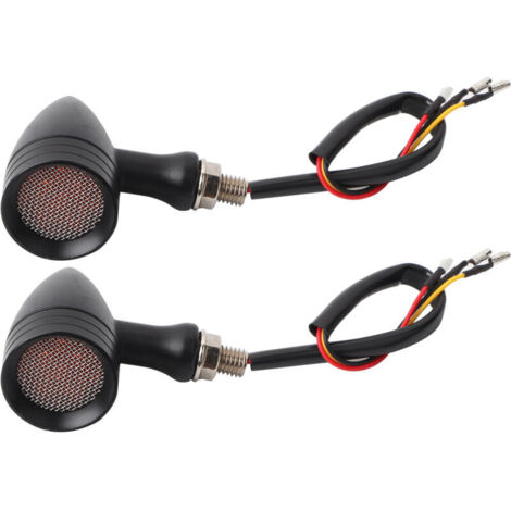 Motorcycle Universel Signal de Virage Clair Grille Rétro Frein LED High Luminal Purity Start Rapide Installer Easy Chrome Black Shell pour la Plupart des Motos 1 Régler à Droite (Noir jaune).