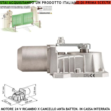 Motore Elettrico 24 Vdc in Alluminio PressofusoUnder Ingranaggi in Metallo Ricambio Per Cassa Fondazione Con Sblocco a Chiave Del Concello Automatico Anta Battente 2,5 MT Lavoro Intensivo 250 Nm IP67