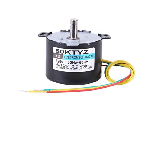 Motore sincrono 50KTYZ AC 220V 10W 0,5A elettrico a bassa velocità a magnete permanente CW/CCW 2,5/20 giri/min ad alta coppia con ingranaggi in metallo per giradischi (2,5 giri/min)