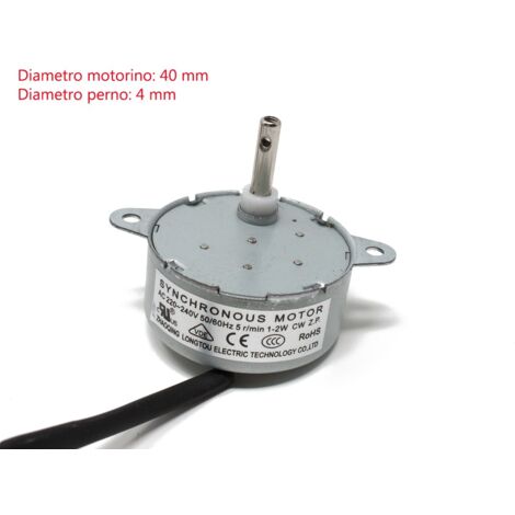 MOTORINO PER MOVIMENTI 1,2 WATT 5 RPM DIAM. 40 MM ALBERO 4 MM PRESEPE PRESEPISTICA