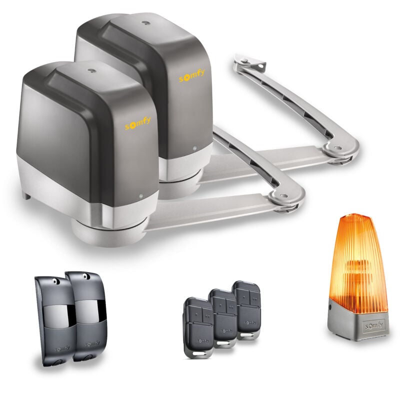 1241770 - Motorisation à bras Lockyvia Essential rts pour portail battant - Livrée avec 3 télécommandes Keypop, feu clignotant, et photocellules