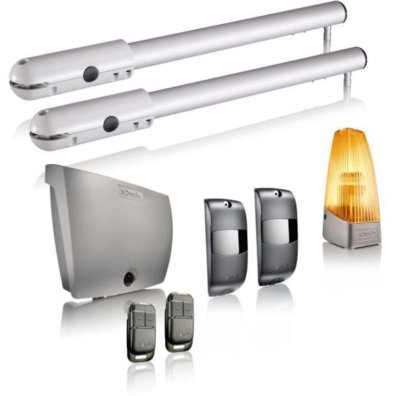 1240370 - Motorisation de portail battant à vérin sgs Essential rts - Livrée avec 2 télécommandes Keypop, feu orange, et photocellules - Compatible