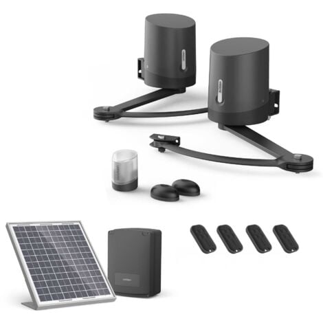 Motorisation pour portail à battants Avidsen ORANE510 + kit solaire + 2 télécommandes supplémentaires (4 en tout)