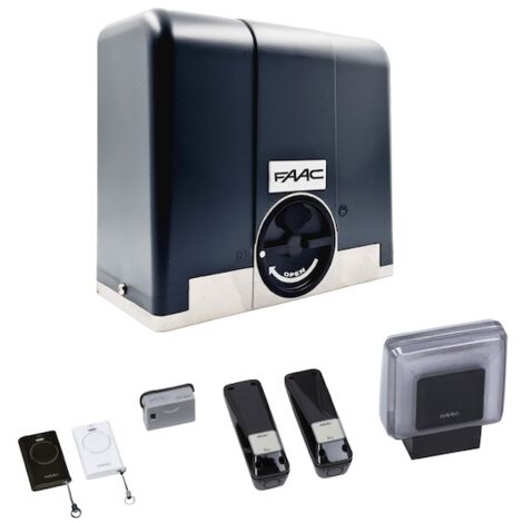 Faac – Kit de motorisation portail coulissant 400kg 24V – Motoréducteur C734 avec carte électronique – Installation simplifiée