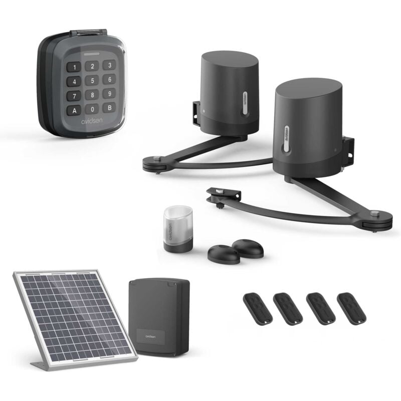 Motorisation Solaire pour portail à battants Avidsen ORANE510 + Digicode + 2 télécommandes supplémentaires (4 en tout)
