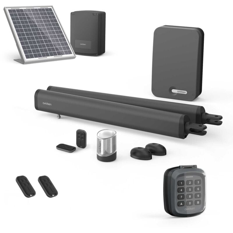 Motorisation solaire pour portail à battants + digicode - Moteur à vérins - Teha 410