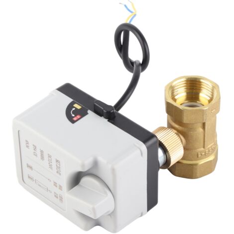 Motorisiertes Kugelventil, 2-adrig, 2-Wege, normalerweise geschlossen, DN25, Messing/ABS, DC 12V-24V