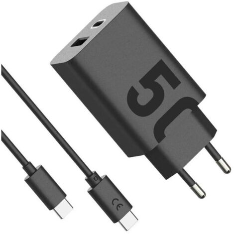 Motorola Ladegerät TurboPower 50W Duo USB-C + USB-A mit USB-C-Kabel, Schwarz