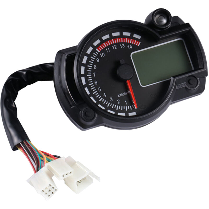 Motorrad Elektronischer Drehzahlmesser Universal Digital Meter Modifizierter Motorradtacho,Schwarz