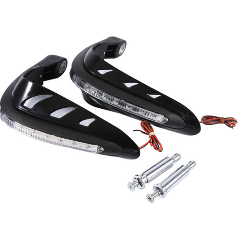Motorrad-Handschützer, 1 Paar, universelle Lenker-Handschützer mit LED-Licht, schwarz (Schwarz)