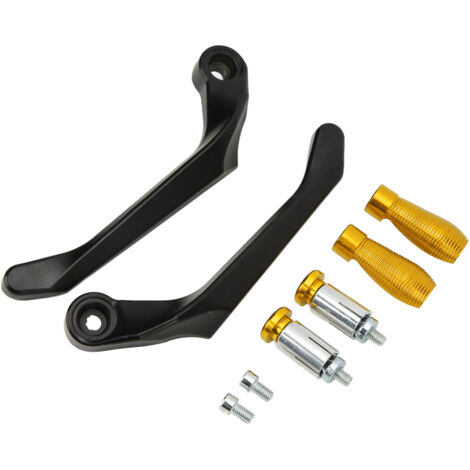 Motorrad-Hebelschutz – 2-teilig – Aluminium-Set für Brems- und Kupplungshebel mit Halterungen – Kompatibel mit Motorrädern, Quads und E-Bikes – Gold