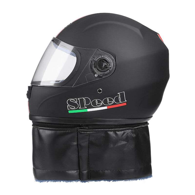 Triomphe - Motorrad Integralhelm Elektrofahrzeug Helm Unisex Anti-Fog-Helm Herbst und Winter Warmer Helm (Black YA (Clear Anti-Fog Lens))