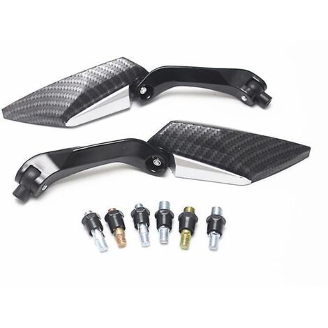Motorrad-Lenkerspiegel 8 mm 10 mm Carbonfaser Klingenform Schwarze Schneide Motorradspiegel, passend für die meisten Motorräder.