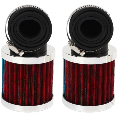 Motorrad-Luftfilter, Hochleistungs-90-Grad-Winkelluftfilter für 28mm-48mm Vergaserdüse für Moped, Roller (silberrot).