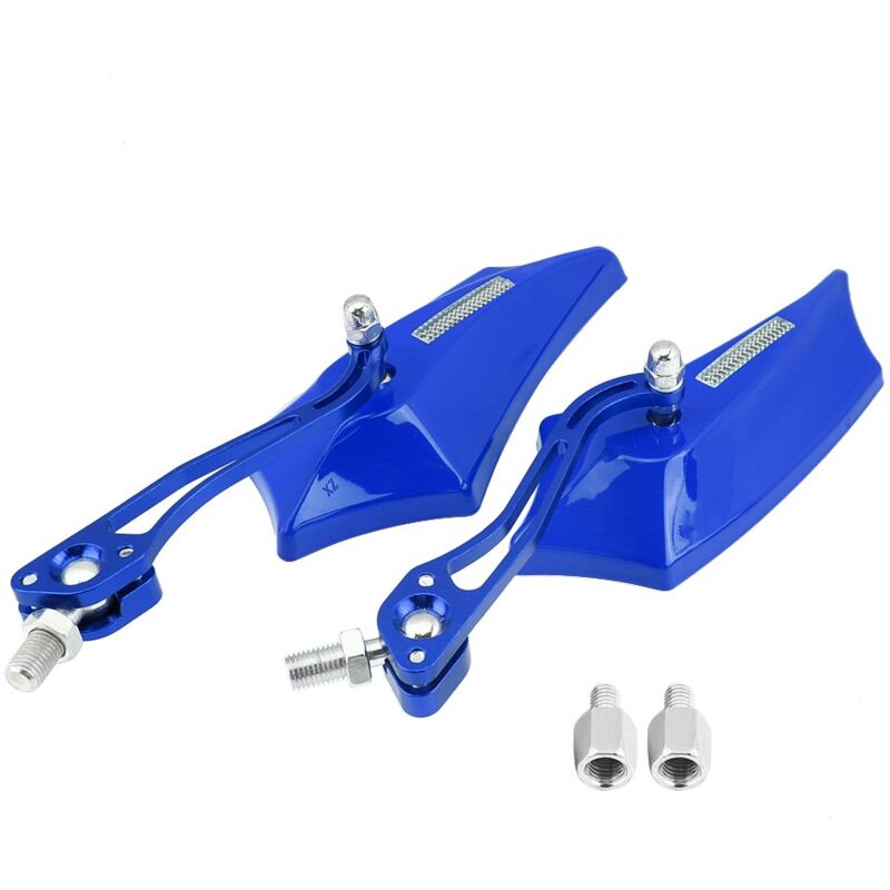 Image of Motorrad Rückspiegel 1 Paar Aluminium Seitenspiegel Motorroller 10mm 8mm Universal 4 Farben (blau)