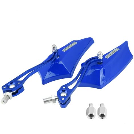 Motorrad-Rückspiegel, 1 Paar, Aluminium-Seitenspiegel, Roller, 10 mm, 8 mm, universell, 4 Farben (blau)