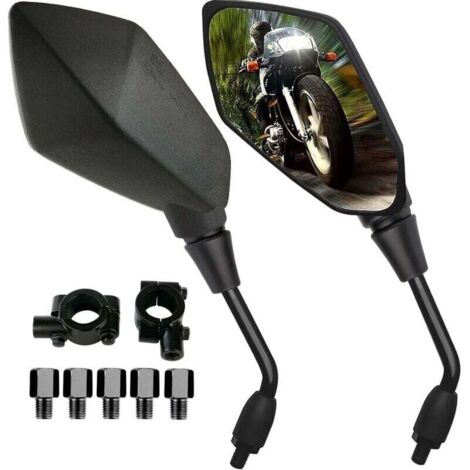 Motorrad-Seitenspiegel, 2er-Set Universal-Motorradspiegel mit 7/8"-Lenkerenden, 5 Gewindeschrauben (10 mm und 8 mm) inklusive für Motorräder und Fahrräder