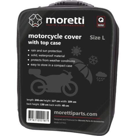 Motorradabdeckung mit Topcase Größe L Moretti